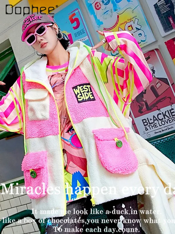 Apricot Lamb Wool Fleece-Lined Casual Vest Autumn Winter New Pink Pocket Hooded Trendy Loose Vest for Women Sleeveless Cardigan
Apricot Lamb Wool Fleece-Lined Casual Vest Autumn Winter New Pink Pocket Hooded Trendy Loose Vest for Women Sleeveless Cardigan