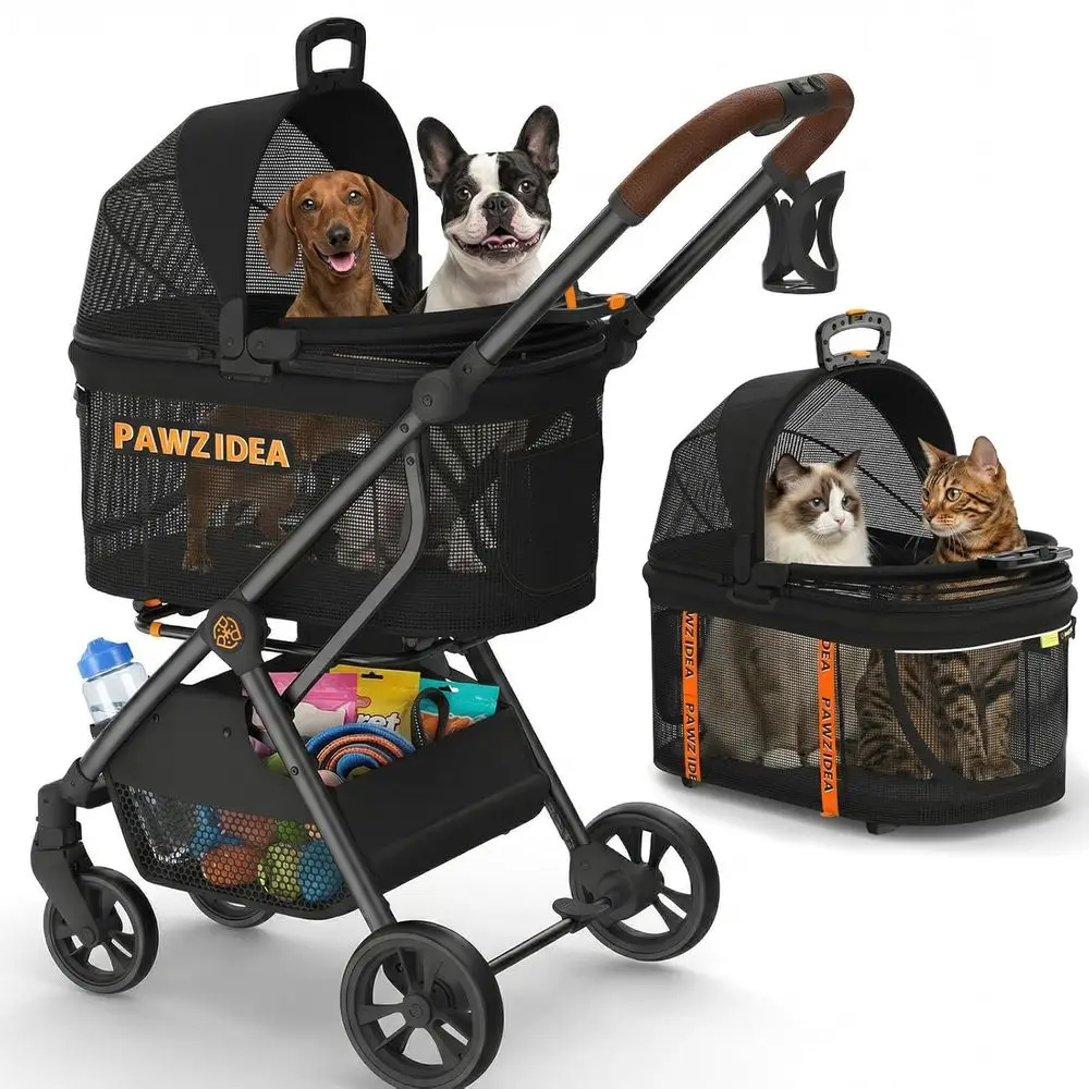 4-in-1 Pet Stroller for Cats and Small Dogs: Detachable Carrier, Lightweight Travel Crate, Car Seat, Storage Basket
4-in-1 Pet Stroller for Cats and Small Dogs: Detachable Carrier, Lightweight Travel Crate, Car Seat, Storage Basket