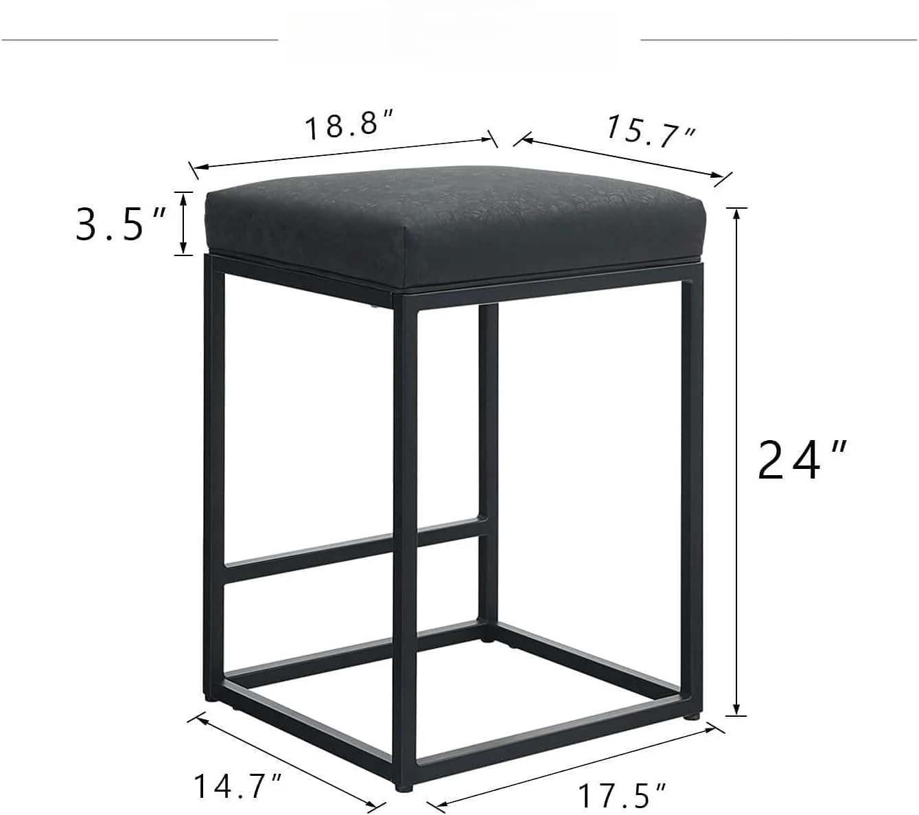 Black Bar Stool 24" Counter Height Backless Bar Stools,Upholstered Kitchen Counter Stools with Footrest
Black Bar Stool 24" Counter Height Backless Bar Stools,Upholstered Kitchen Counter Stools with Footrest