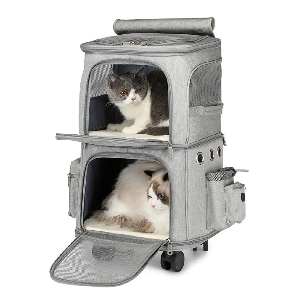 Double Layer Cat Dog Carrying Bag Pet Trolley Backpack Portable Pet Rolling Carrier With Wheels
Double Layer Cat Dog Carrying Bag Pet Trolley Backpack Portable Pet Rolling Carrier With Wheels