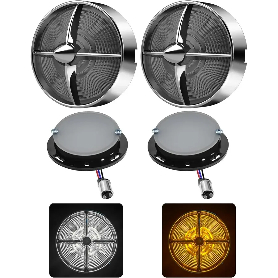 3 1/4" 1157 LED Front Turn Signals Blinkers Indicators Amber White Light with Turbine Smoke Lens for Harley Touring Road Glide R
3 1/4" 1157 LED Front Turn Signals Blinkers Indicators Amber White Light with Turbine Smoke Lens for Harley Touring Road Glide R