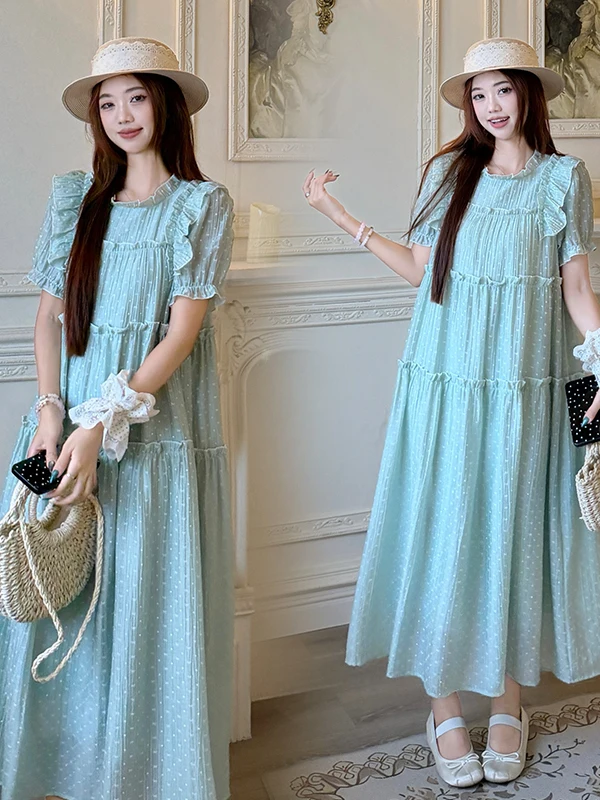 Sweet Loose plus Size Women's Dress Meat Concealing Slimming Summer Fashion Fairy Tale Forest System Long Skirt Breathable
Sweet Loose plus Size Women's Dress Meat Concealing Slimming Summer Fashion Fairy Tale Forest System Long Skirt Breathable
