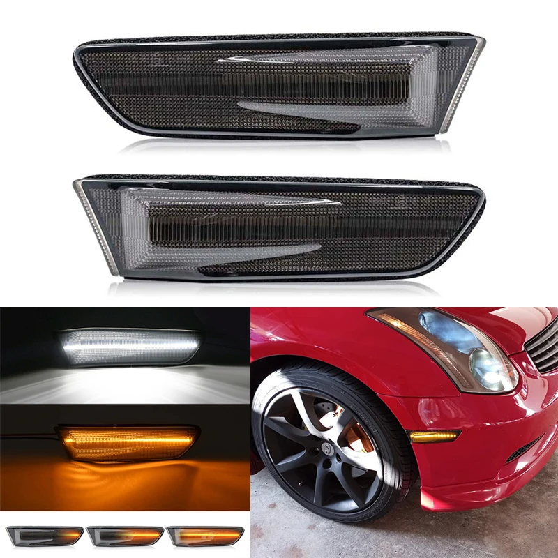 Фонарь боковой для Infiniti V35 G35 Coupe 2003-2007 Седан для Nissan Skyline, белый фонарь DRL, фонарь поворотника
Фонарь боковой для Infiniti V35 G35 Coupe 2003-2007 Седан для Nissan Skyline, белый фонарь DRL, фонарь поворотника
