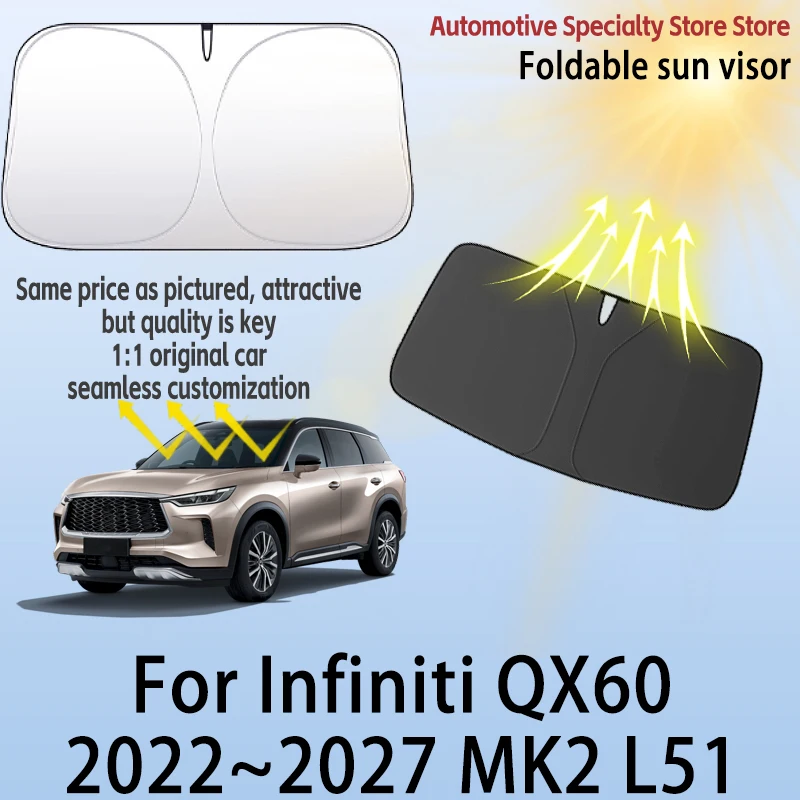 For Infiniti QX60 2022~2027 26 Car Front Windshield Sunshade Fold Shade UV Shade Solar Sun Shade Privacy Curtain Car Accessories
For Infiniti QX60 2022~2027 26 Car Front Windshield Sunshade Fold Shade UV Shade Solar Sun Shade Privacy Curtain Car Accessories