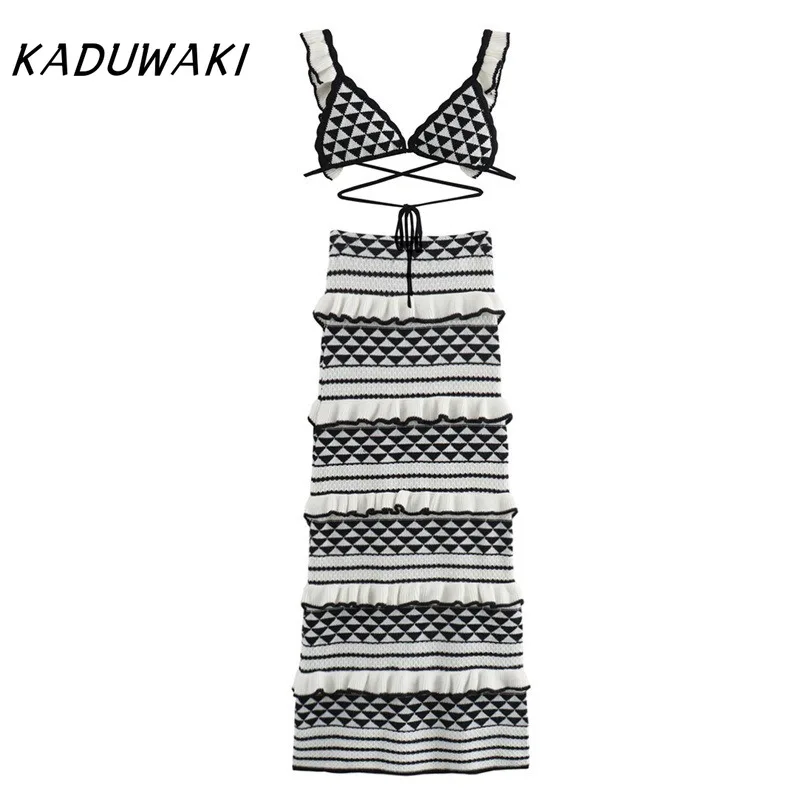 KADUWAKI Ladies Striped Knitted Beach Skirt Sets Women Sexy Backless Slim Bohemian Outfits Ruffle Holiday Vacation 2 Piece Sets
KADUWAKI Ladies Striped Knitted Beach Skirt Sets Women Sexy Backless Slim Bohemian Outfits Ruffle Holiday Vacation 2 Piece Sets