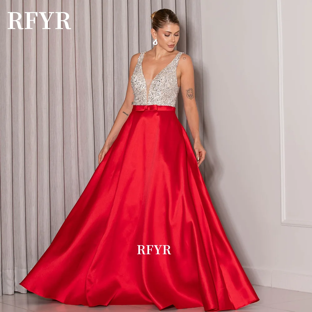 RFYR Sexy V Neck Party Dress with Glitters Evening Dress A Line Prom Dress Satin Princess فساتين مناسبة رس Customized
RFYR Sexy V Neck Party Dress with Glitters Evening Dress A Line Prom Dress Satin Princess فساتين مناسبة رس Customized