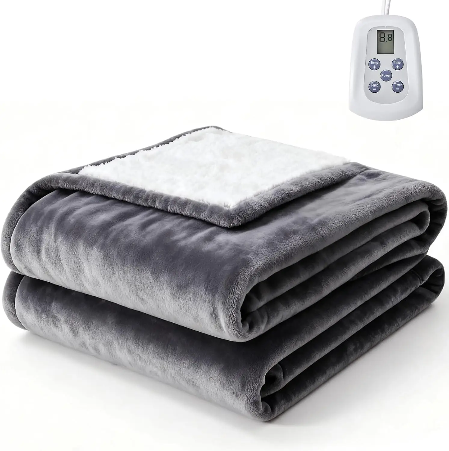 Twin Size Electric Heated Blanket, 62x84 Inches with 10 Heat Levels & Auto-Off, Washable Flannel Sherpa Fabric, ETL Certified
Twin Size Electric Heated Blanket, 62x84 Inches with 10 Heat Levels & Auto-Off, Washable Flannel Sherpa Fabric, ETL Certified