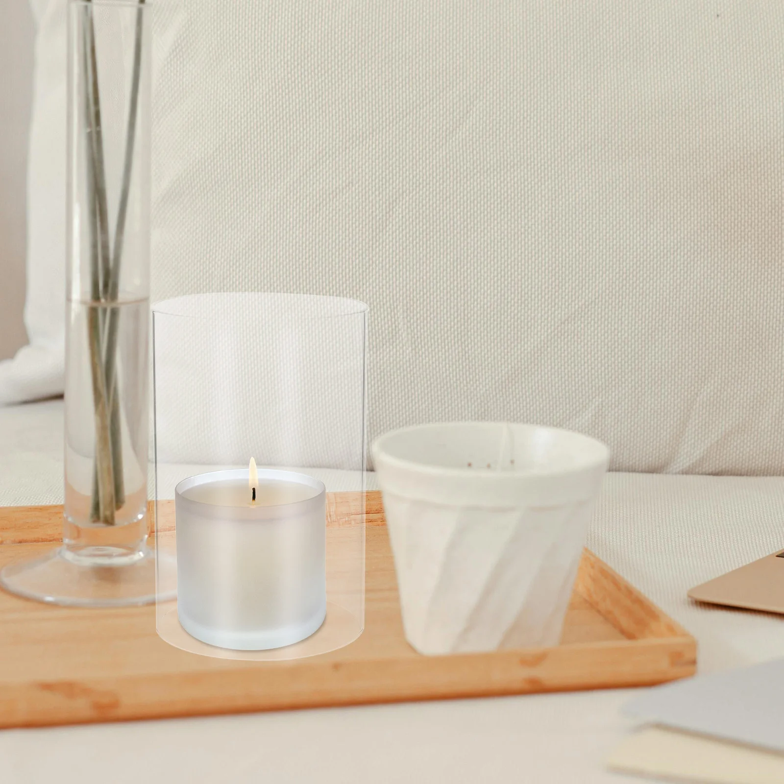 2Pcs Glass Covers Cylindrical Transparent Windproof Shades Decorative for Pillar Candles Glass Cylinder
2Pcs Glass Covers Cylindrical Transparent Windproof Shades Decorative for Pillar Candles Glass Cylinder