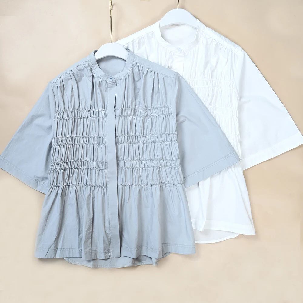 Summer New Women's Folded round Neck Five Sleeve Dark Door Shirt Top Asymmetrical Design Commute Style Slim Fit Cool Feeling
Summer New Women's Folded round Neck Five Sleeve Dark Door Shirt Top Asymmetrical Design Commute Style Slim Fit Cool Feeling