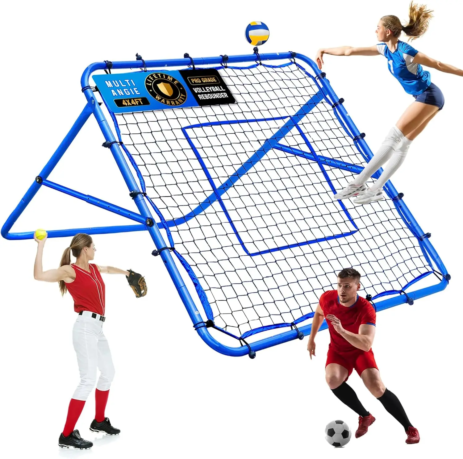 Multi-Sport Rebounder Net for Volleyball, Baseball, Soccer Training, 4x4FT Quick Adjust
Multi-Sport Rebounder Net for Volleyball, Baseball, Soccer Training, 4x4FT Quick Adjust