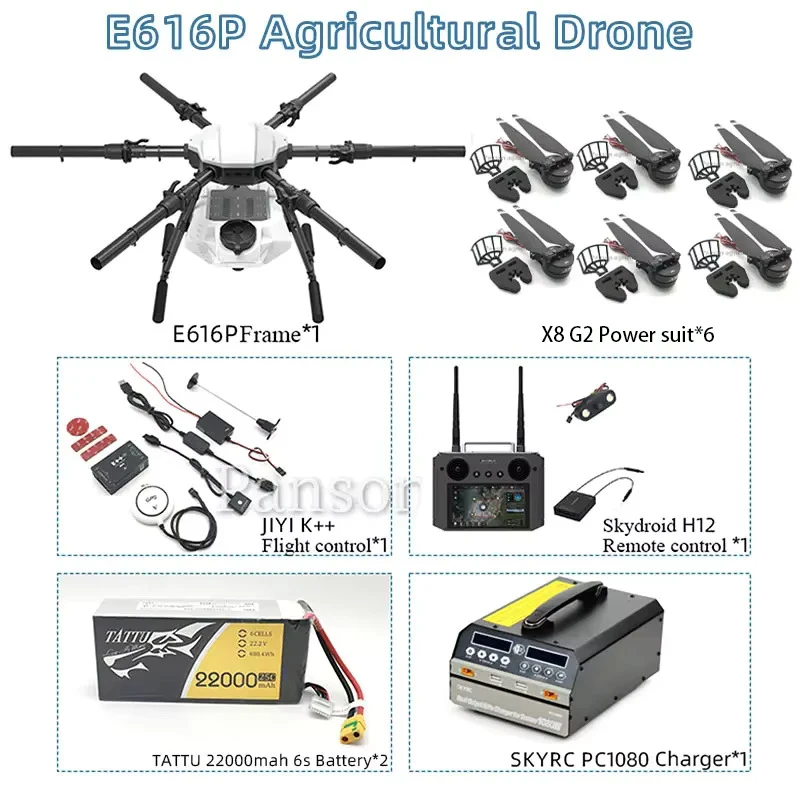 EFT E616P Plant Protection Machine Kit 6 Axis 16L 16KG Water Tank Agricultural Hobbywing X8 H12 Remote Control JIYI K++V2
EFT E616P Plant Protection Machine Kit 6 Axis 16L 16KG Water Tank Agricultural Hobbywing X8 H12 Remote Control JIYI K++V2