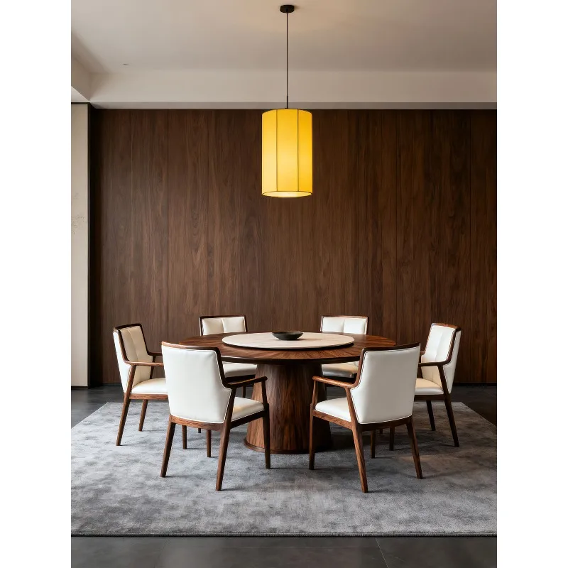 Black walnut round song style aesthetic minimalist dining table solid wood round turntable dining table
Black walnut round song style aesthetic minimalist dining table solid wood round turntable dining table