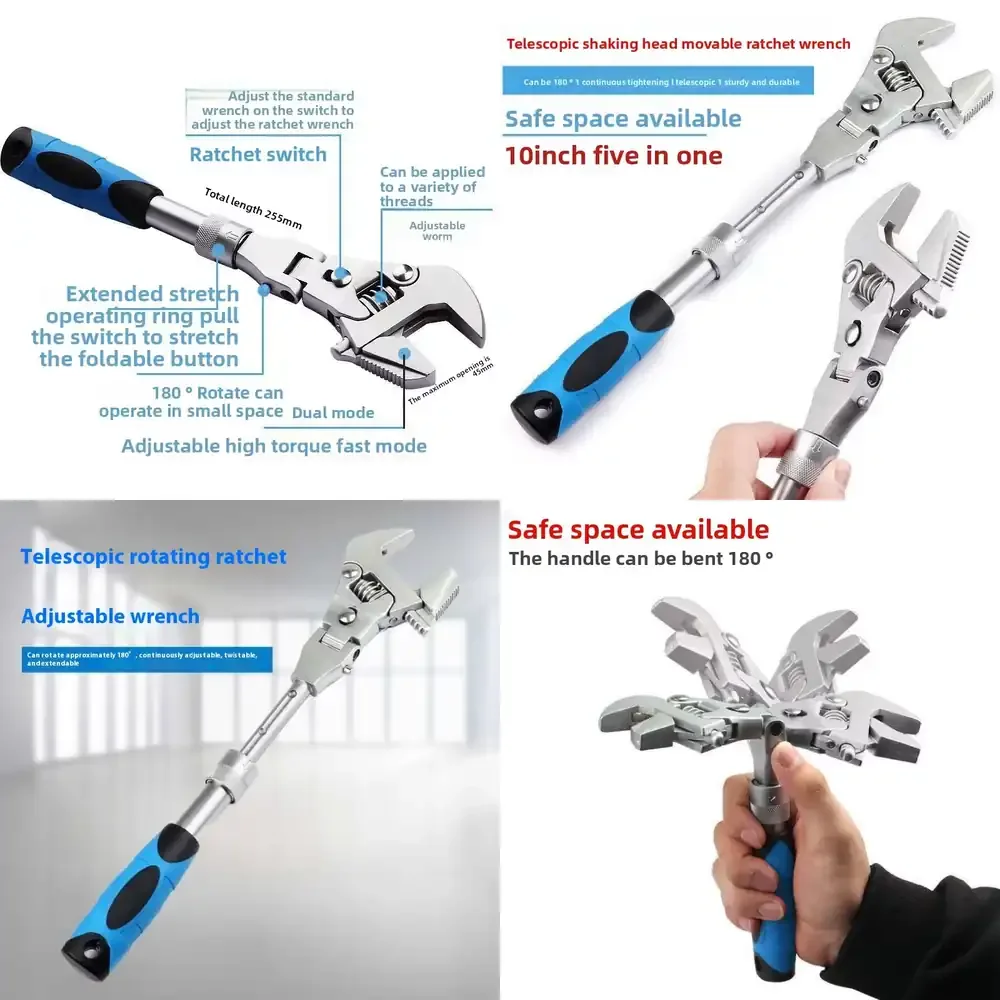 Wholesale 10-Inch Adjustable Dual-Purpose Universal Ratchet Wrench Folding Mobile Phone Repair Wrench for Plumbing Metric
Wholesale 10-Inch Adjustable Dual-Purpose Universal Ratchet Wrench Folding Mobile Phone Repair Wrench for Plumbing Metric