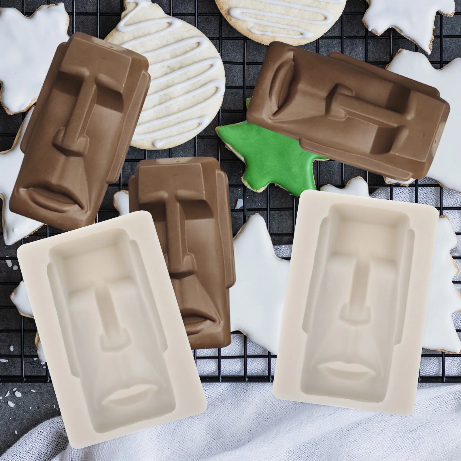 Silicone Chocolate Mold Moai Shape Multi-Functional Baking Mold for Candy Cookie Biscuit Cake Decoration Non-Stick Food Grade
Silicone Chocolate Mold Moai Shape Multi-Functional Baking Mold for Candy Cookie Biscuit Cake Decoration Non-Stick Food Grade