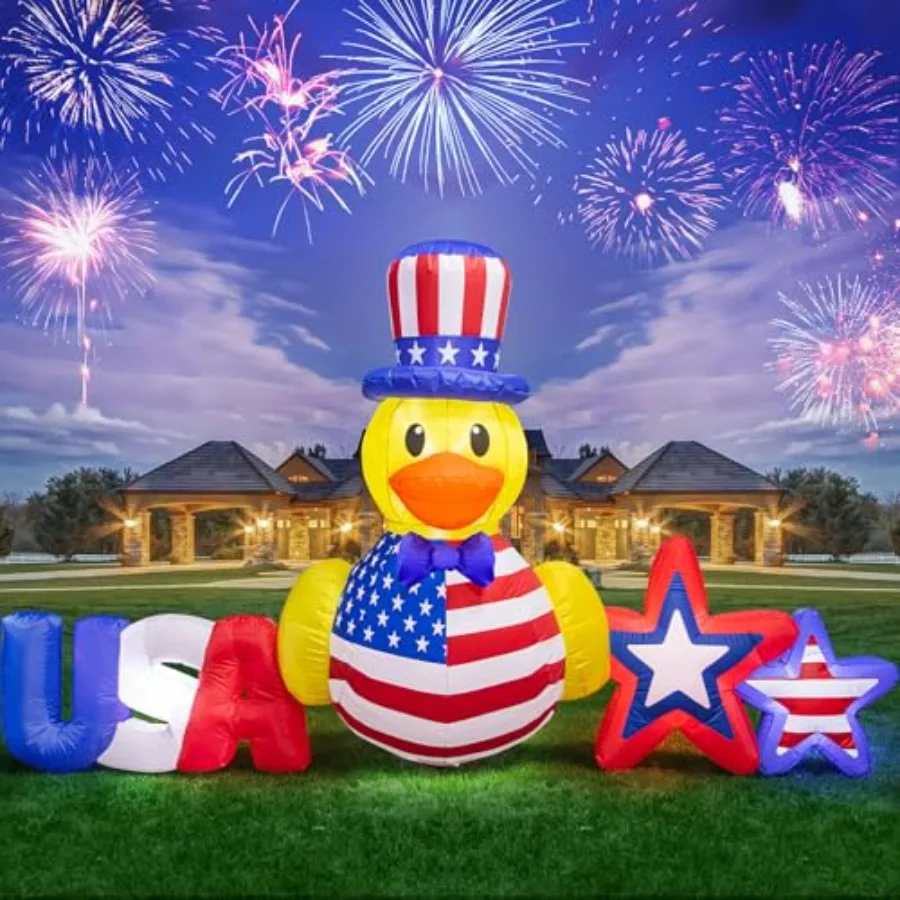 8.8FT 4th of July Inflatables Outdoor Decorations Duck USA Patriotic Blow Up Yard Decorations with LED Lights for Memorial Inde
8.8FT 4th of July Inflatables Outdoor Decorations Duck USA Patriotic Blow Up Yard Decorations with LED Lights for Memorial Inde