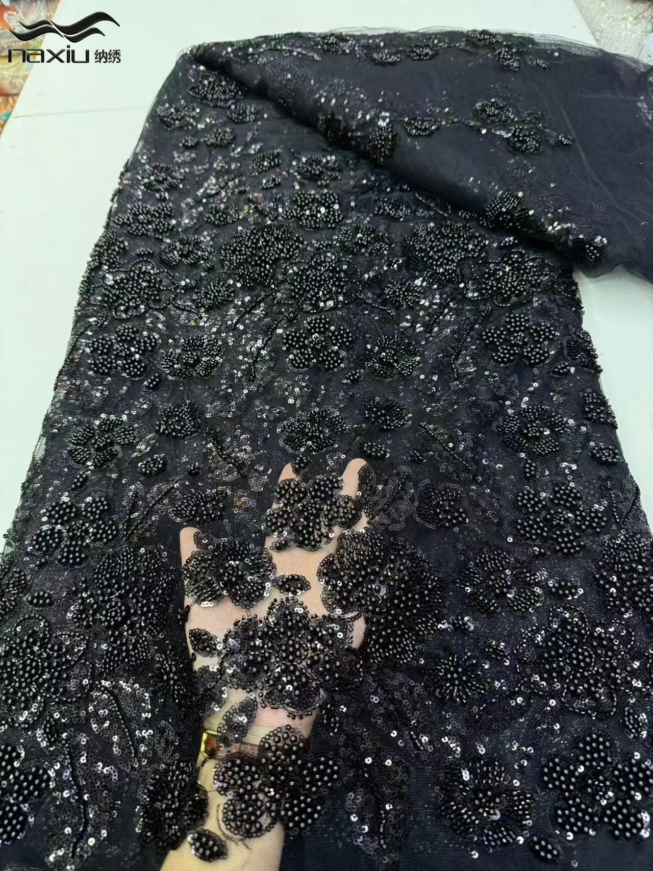 Madison Black Nigerian Beaded Lace Fabric 2026 Fashion French African Sequins Mesh Lace Fabric For Bridal Party Dress 5 Yards
Madison Black Nigerian Beaded Lace Fabric 2026 Fashion French African Sequins Mesh Lace Fabric For Bridal Party Dress 5 Yards