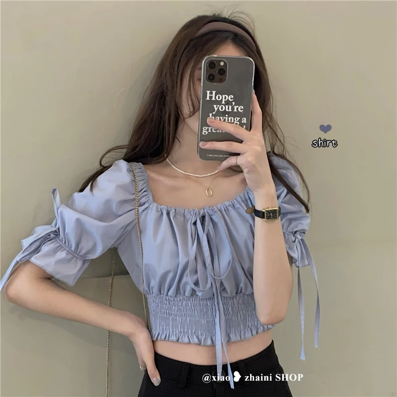 Square Neck Bubble Short-sleeved Shirt Female Niche Design Sense Summer 2024 New Korean Fashion French Short Shirt & Blouse
Square Neck Bubble Short-sleeved Shirt Female Niche Design Sense Summer 2024 New Korean Fashion French Short Shirt & Blouse