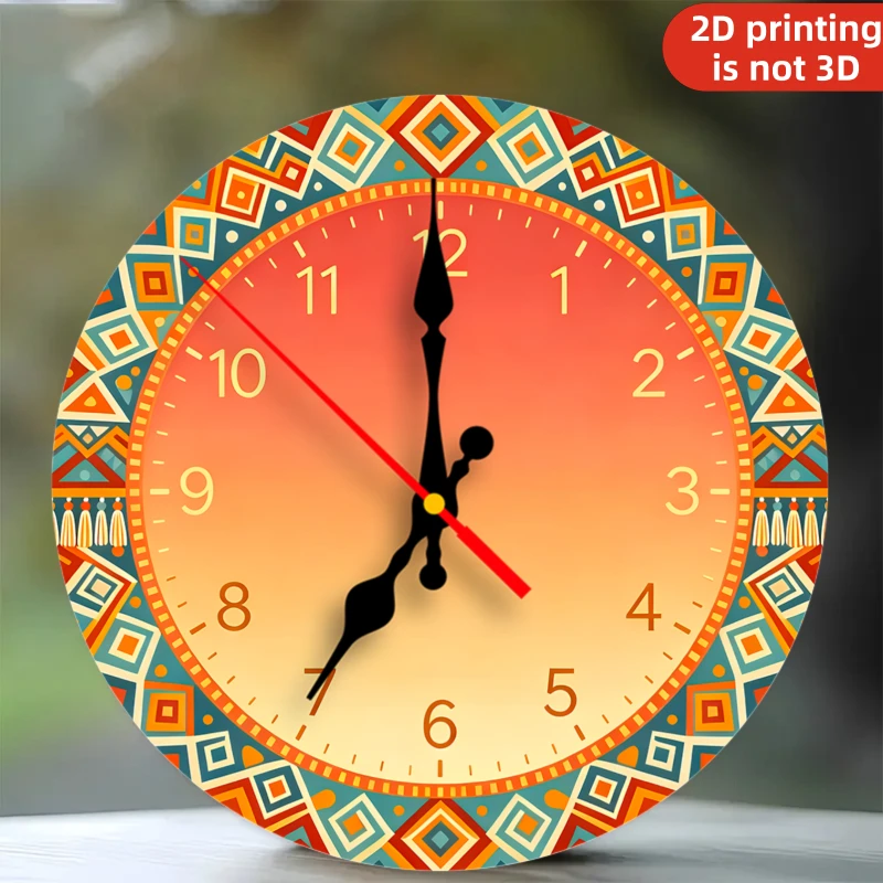 Decorative Round Wall Clock, Bohemian Color Tribal Geometric, Silent Quartz, 2 Sets Hands for Living Room Office Household Decor
Decorative Round Wall Clock, Bohemian Color Tribal Geometric, Silent Quartz, 2 Sets Hands for Living Room Office Household Decor