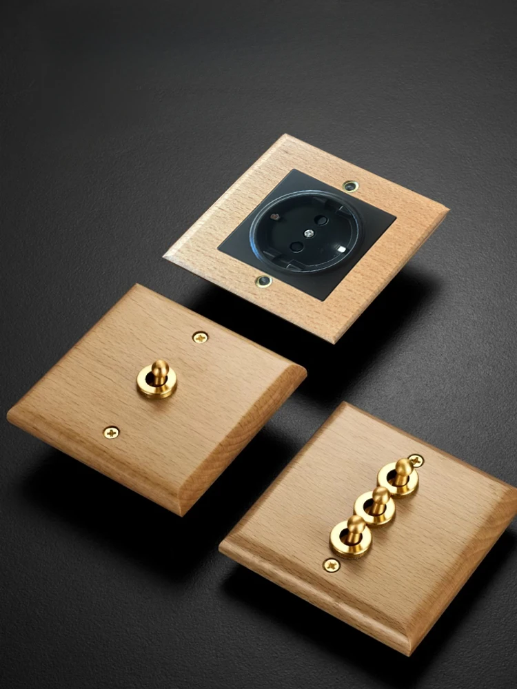 1/2gang2way настенный выключатель света панель из цельного дерева ретро тумблер латунный рычаг розетка европейского стандарта европейская корейская розетка 16A
1/2gang2way настенный выключатель света панель из цельного дерева ретро тумблер латунный рычаг розетка европейского стандарта европейская корейская розетка 16A