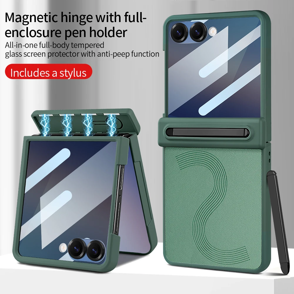 Shockproof Full Coverage Faux Leather Phone Case With Stylus, Build-in Screen Glass Film For Galaxy Z Flip 7 Flip 6
Shockproof Full Coverage Faux Leather Phone Case With Stylus, Build-in Screen Glass Film For Galaxy Z Flip 7 Flip 6