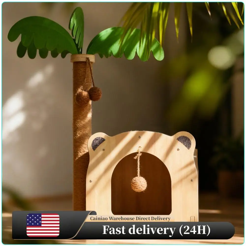 Деревянные интерактивные когтеточки из сизаля в форме кокосовой пальмы с подвесными шариками и домиком для кошек и котят, для использования в помещении
Деревянные интерактивные когтеточки из сизаля в форме кокосовой пальмы с подвесными шариками и домиком для кошек и котят, для использования в помещении