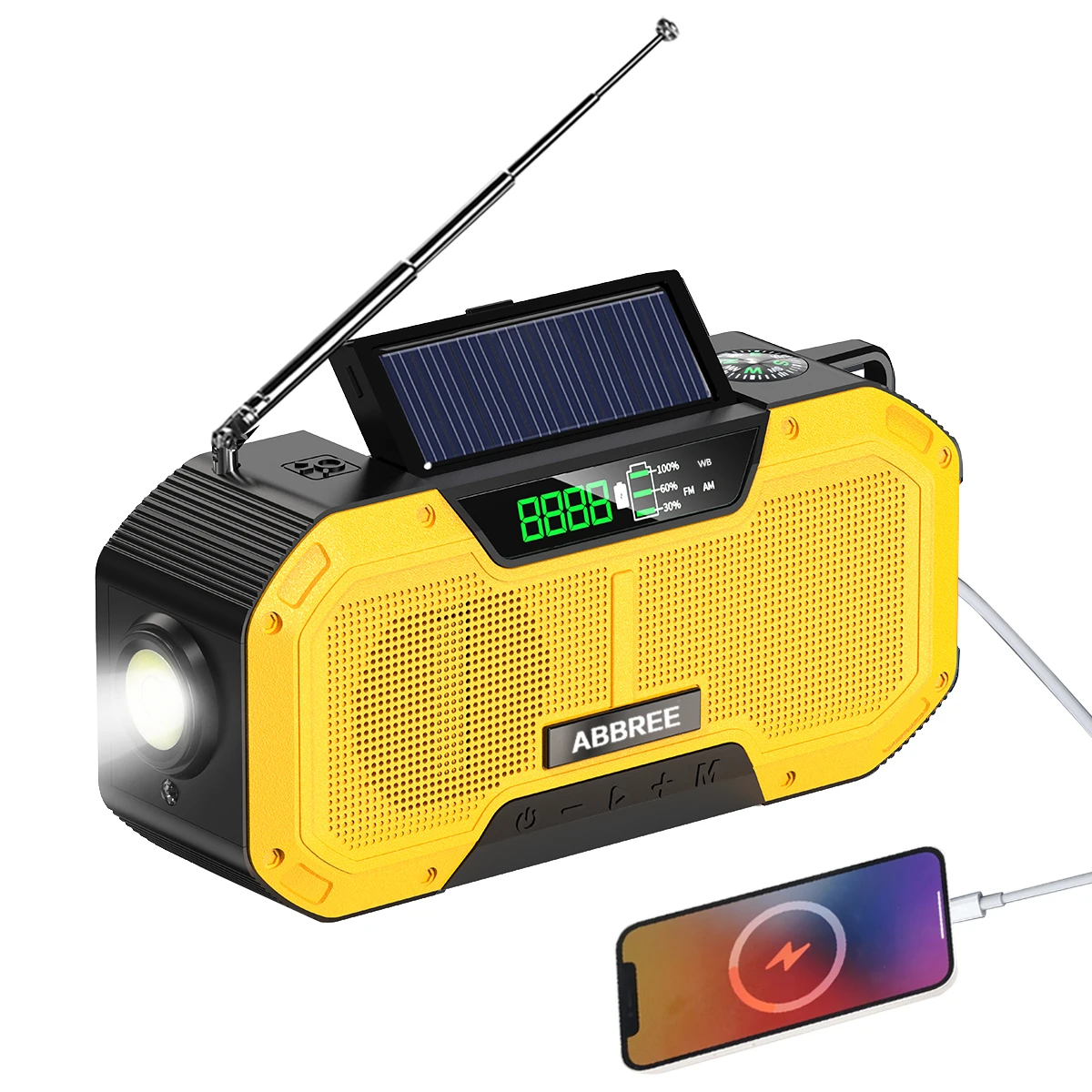 ABBREE Waterproof Emergency Radio Auto Scan AM/FM USB Solar Charging Outdoor SOS Lighting Flickers For Rescue
ABBREE Waterproof Emergency Radio Auto Scan AM/FM USB Solar Charging Outdoor SOS Lighting Flickers For Rescue