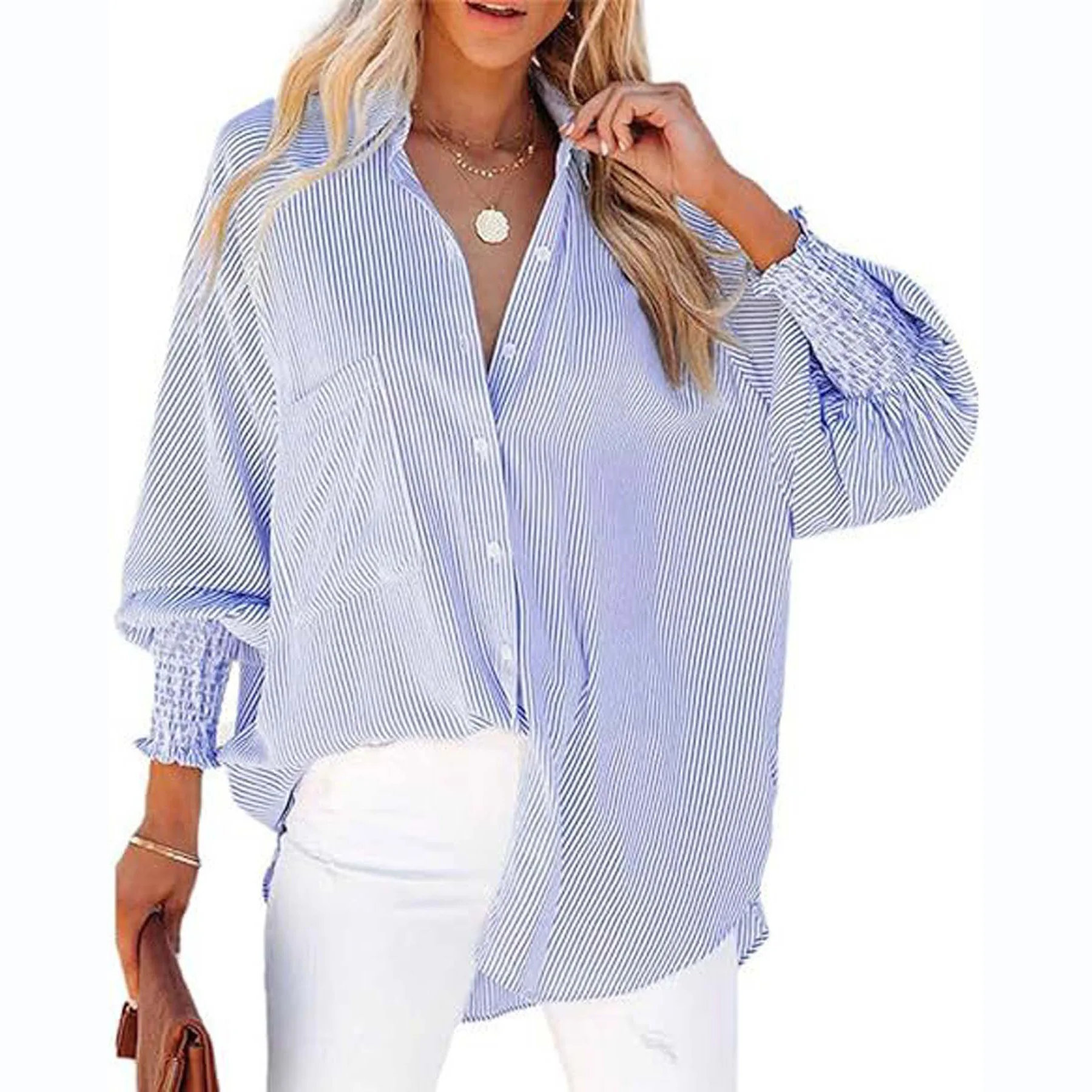 Striped Shirt Oversized Long Sleeve Loose Shirt Casual Pocket Button Down Shirt Soft Womens Relaxed Striped Blouse Top
Striped Shirt Oversized Long Sleeve Loose Shirt Casual Pocket Button Down Shirt Soft Womens Relaxed Striped Blouse Top