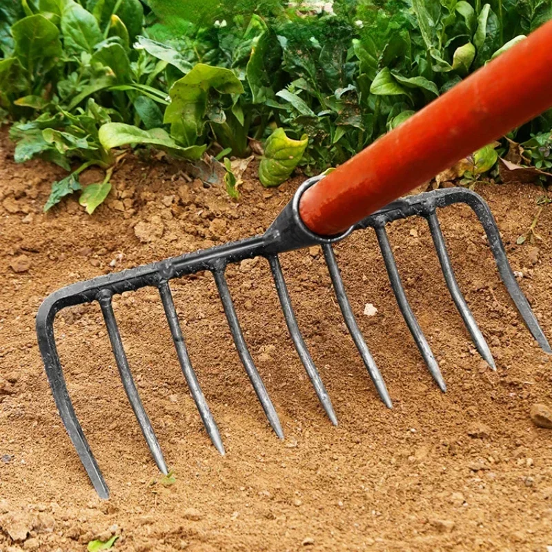 Rake Farm Tools Nine-Tooth Rake Flat Ground Ripper Artifact Iron Rake