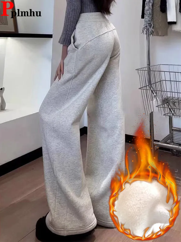 Warm Grey Velveteen Lined Wide Leg Pants Winter Casual Sweatpants Lace-up High Waist Baggy Pantalones Korea Loose Women Spodnie
Warm Grey Velveteen Lined Wide Leg Pants Winter Casual Sweatpants Lace-up High Waist Baggy Pantalones Korea Loose Women Spodnie