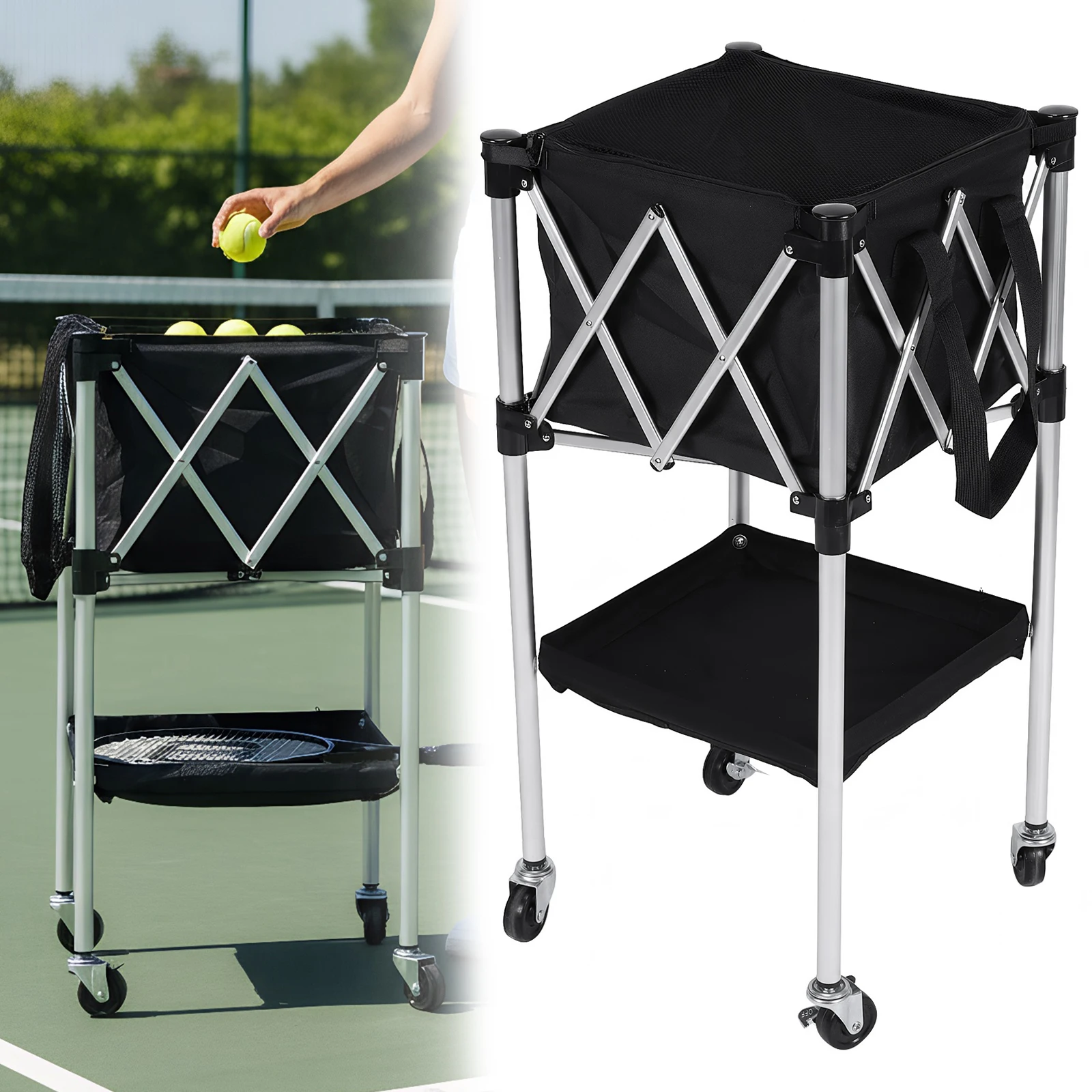 Sports Teaching Cart Foldable Tennis & Pickleball Hopper with Wheels with Storage Bag for Serve Training
Sports Teaching Cart Foldable Tennis & Pickleball Hopper with Wheels with Storage Bag for Serve Training