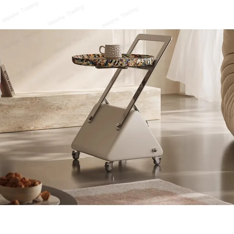 Italian minimalist light luxury trolley sofa premium side table movable small apartment art coffee table
Italian minimalist light luxury trolley sofa premium side table movable small apartment art coffee table