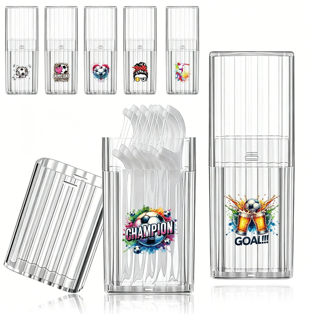 Clear Ribbed Toothpick Case Compact Lightweight Plastic Toothpick Dispenser Compact Portable Holder Soccer Pattern Daily Needs
Clear Ribbed Toothpick Case Compact Lightweight Plastic Toothpick Dispenser Compact Portable Holder Soccer Pattern Daily Needs
