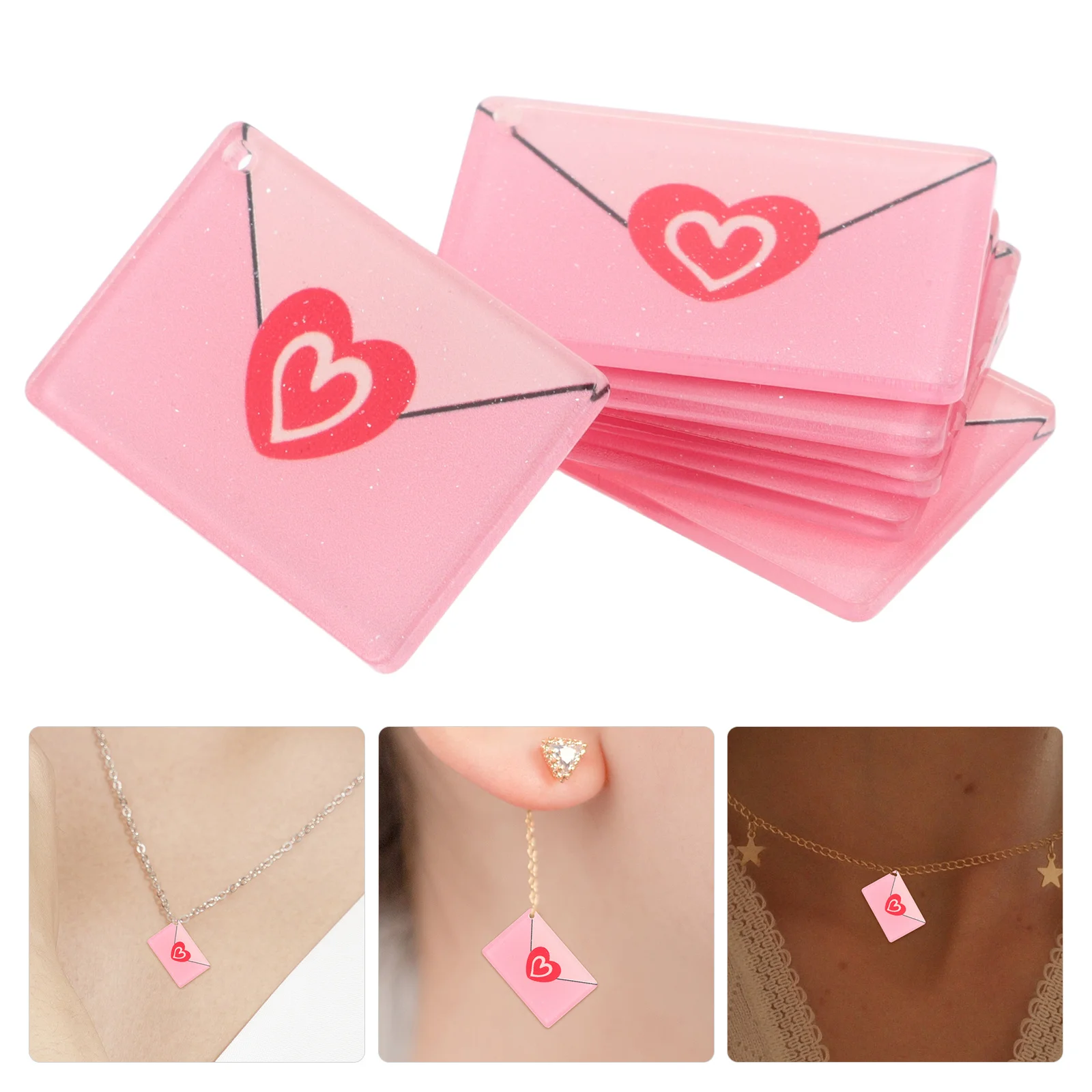 10Pcs Valentine Heart Envelope Acrylic Charms Earrings Pendants Craft Supplies Decorations Heart Charm for Art
10Pcs Valentine Heart Envelope Acrylic Charms Earrings Pendants Craft Supplies Decorations Heart Charm for Art
