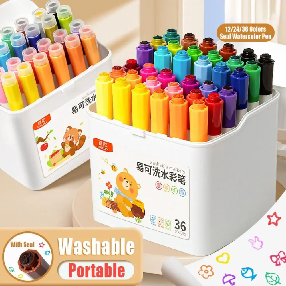 Creative Colored Seal Watercolor Pen Water-soluble 12/24/36 Colors Art Marker Pen Graffiti Painting Brush Students
Creative Colored Seal Watercolor Pen Water-soluble 12/24/36 Colors Art Marker Pen Graffiti Painting Brush Students