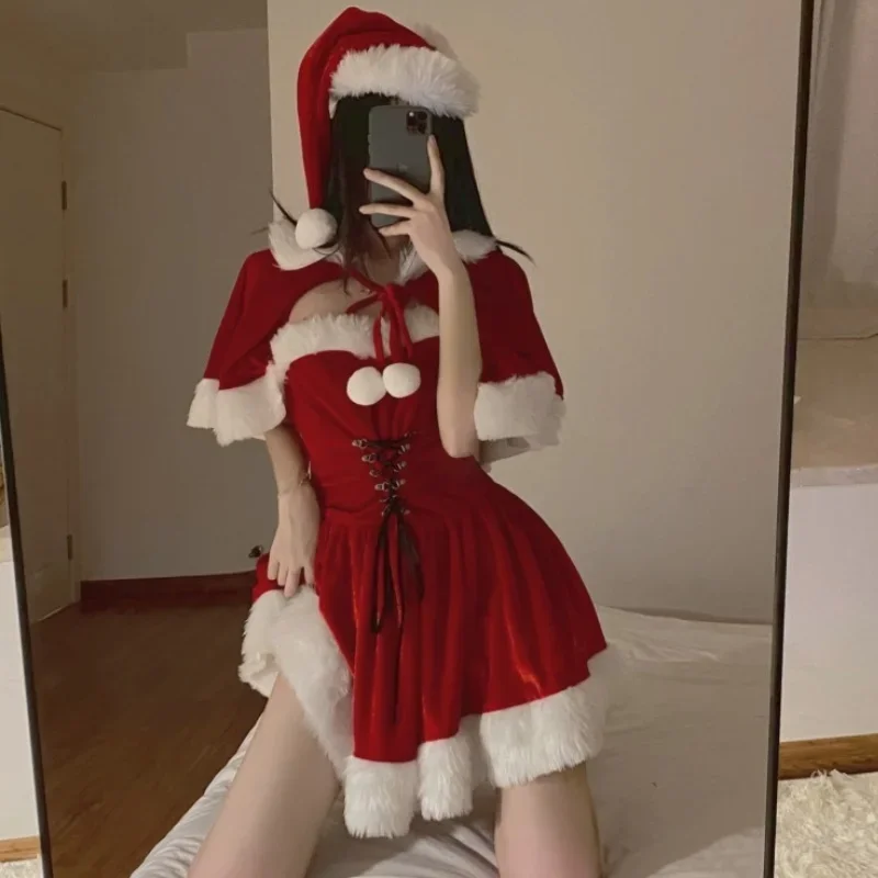 Autumn Winter Sexy Christmas Red Shawl Dress Women Sweet Plush Patchwork Party Mini Dress New Year Female Lolita Cloak Vestido
Autumn Winter Sexy Christmas Red Shawl Dress Women Sweet Plush Patchwork Party Mini Dress New Year Female Lolita Cloak Vestido