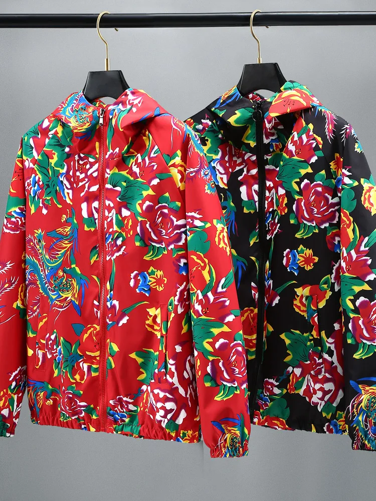 Northeast China Large Peony Pattern Men's Jacket Spring Autumn Popular Long Sleeve Unisex Outerwear Casual Style Zipper Closure
Northeast China Large Peony Pattern Men's Jacket Spring Autumn Popular Long Sleeve Unisex Outerwear Casual Style Zipper Closure