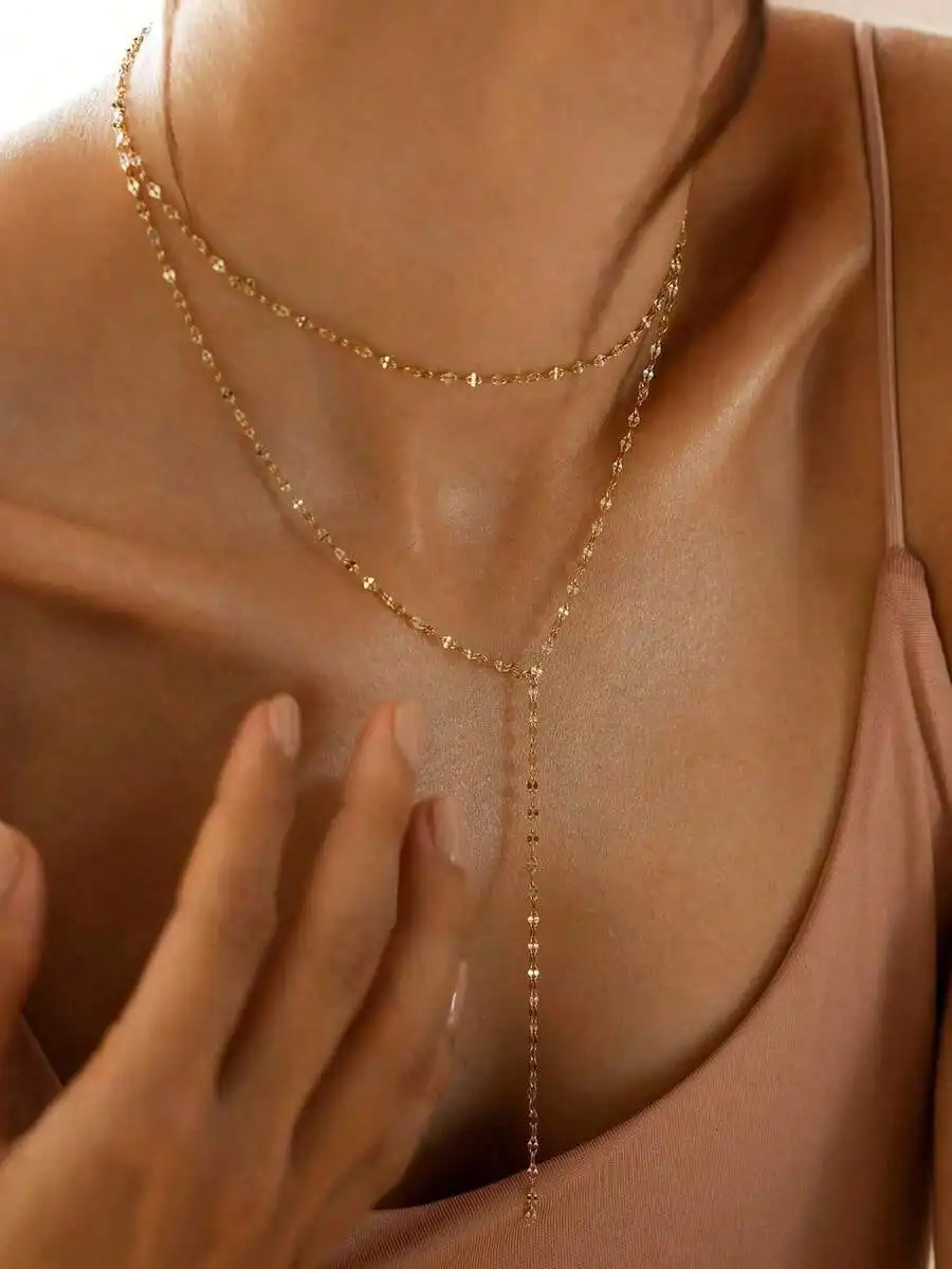 1pc Double-Layer Necklace Long Layered Necklace Elegant Glitter Chain Long Pendant Collarbone Necklace Jewelry For Women Daily Wear
1pc Double-Layer Necklace Long Layered Necklace Elegant Glitter Chain Long Pendant Collarbone Necklace Jewelry For Women Daily Wear