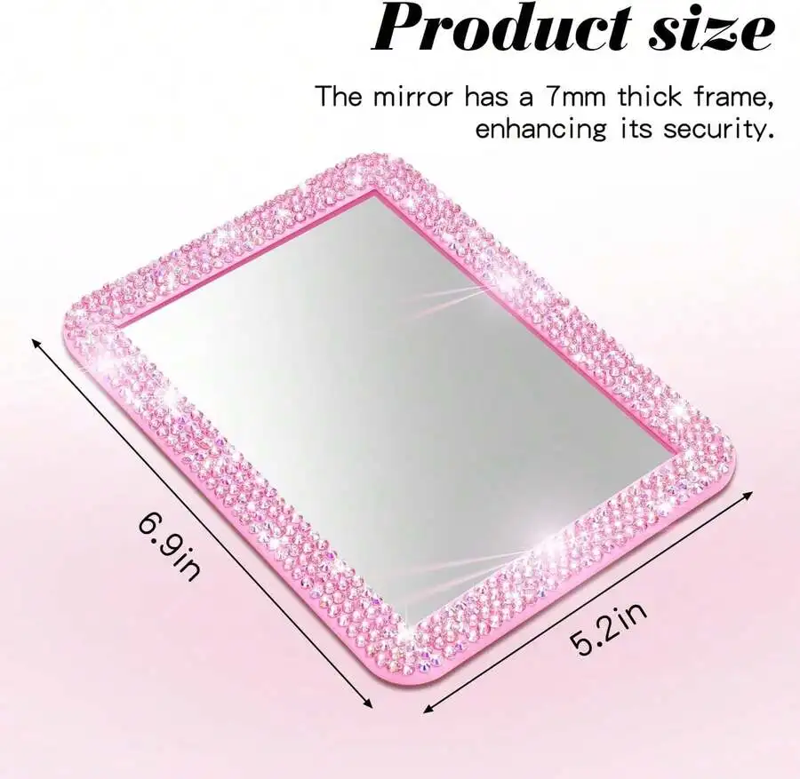 Bling Rhinestone Makeup Mirror With Magnetic Backing Pink Square Decor For Locker Cabinet
Bling Rhinestone Makeup Mirror With Magnetic Backing Pink Square Decor For Locker Cabinet