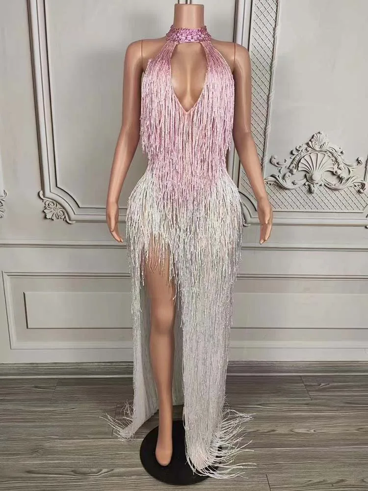 High Quality Rhinestone Color Blocked Tassel Sexy Slit Dress 2025 New Fashion Custom Women'S Clothing
High Quality Rhinestone Color Blocked Tassel Sexy Slit Dress 2025 New Fashion Custom Women'S Clothing
