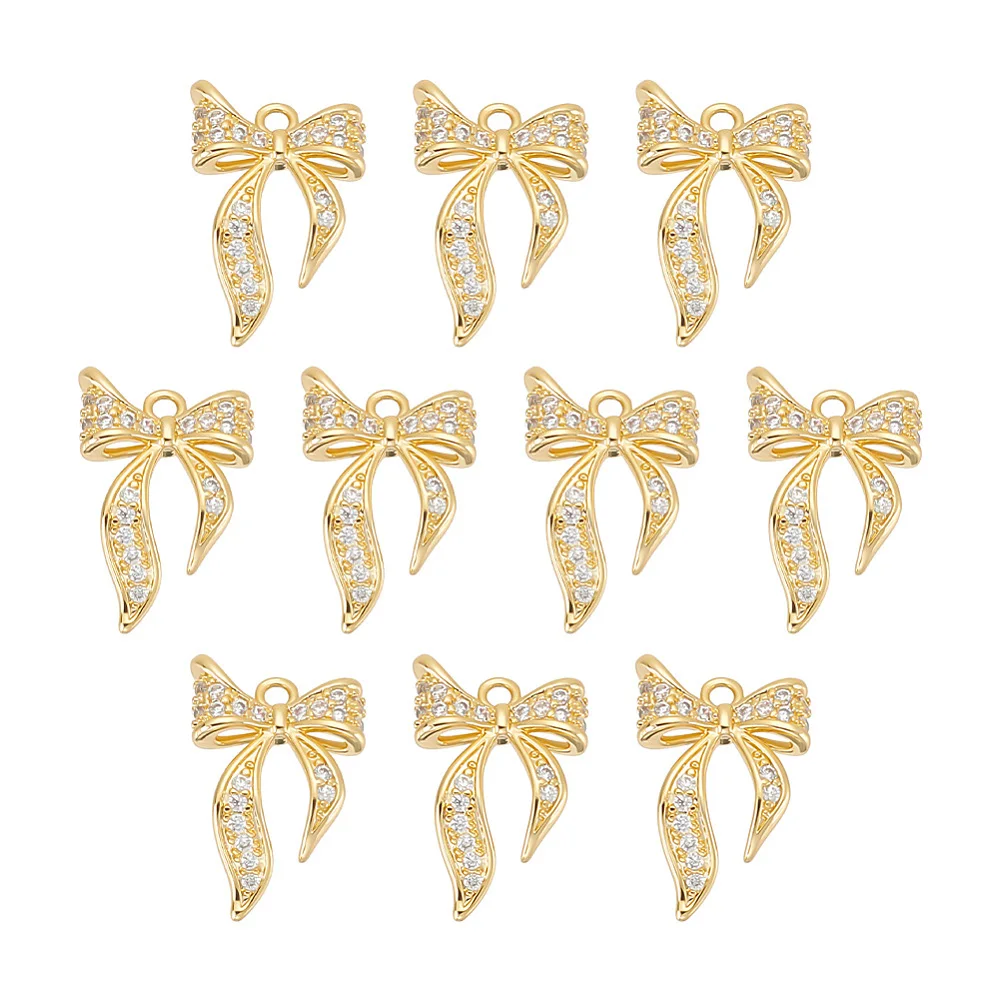10Pcs Brass Micro Pave Clear Cubic Zirconia Pendants Bowknot Real 18K Gold Plated 14.3x10.1x3.2mm Hole: 1.2mm
10Pcs Brass Micro Pave Clear Cubic Zirconia Pendants Bowknot Real 18K Gold Plated 14.3x10.1x3.2mm Hole: 1.2mm