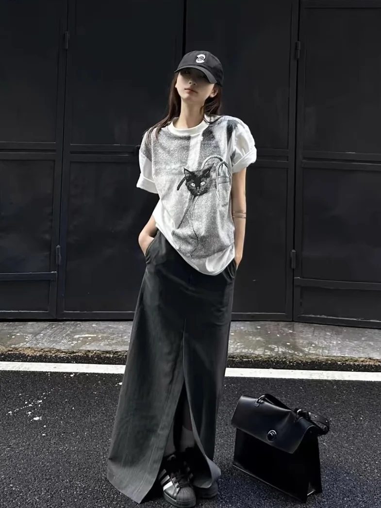 Original American Retro Grey Asymmetrical Suit Skirt A-Line Loose High Waist Midi Pure Color Business Casual Women's Skirt
Original American Retro Grey Asymmetrical Suit Skirt A-Line Loose High Waist Midi Pure Color Business Casual Women's Skirt