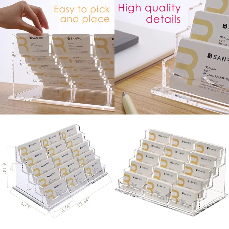 Acrylic Multiple Business Card Holder Display for Desk, 15 Slots Business Card Stand, Clear Horizontal 5 Tier Business Card Hol
Acrylic Multiple Business Card Holder Display for Desk, 15 Slots Business Card Stand, Clear Horizontal 5 Tier Business Card Hol