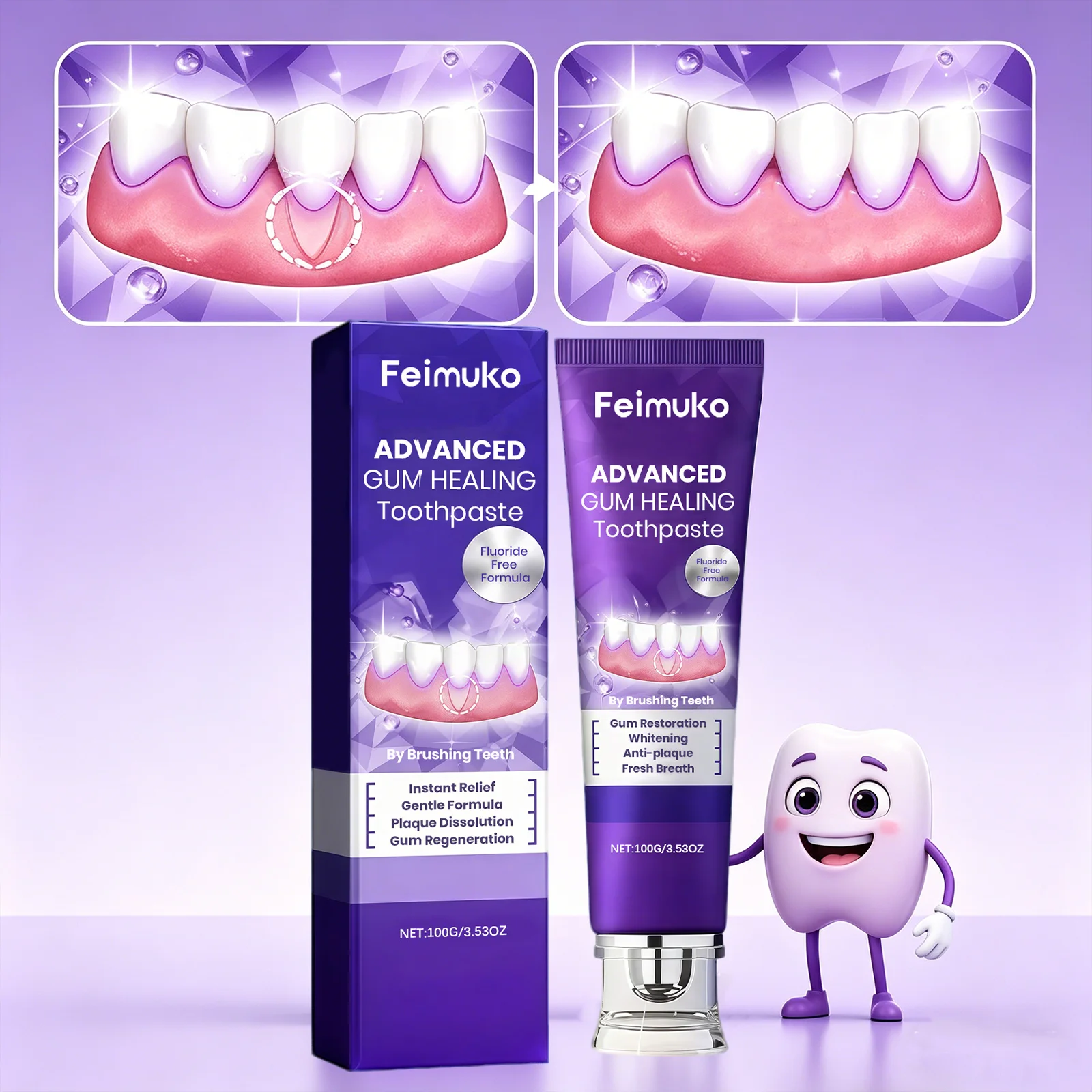 100G Gum Repair Toothpaste Deep Clean Relieve Gum Swelling Pain Alleviate Bad Breath Fade Tooth Stain Brightening Toothpaste
100G Gum Repair Toothpaste Deep Clean Relieve Gum Swelling Pain Alleviate Bad Breath Fade Tooth Stain Brightening Toothpaste