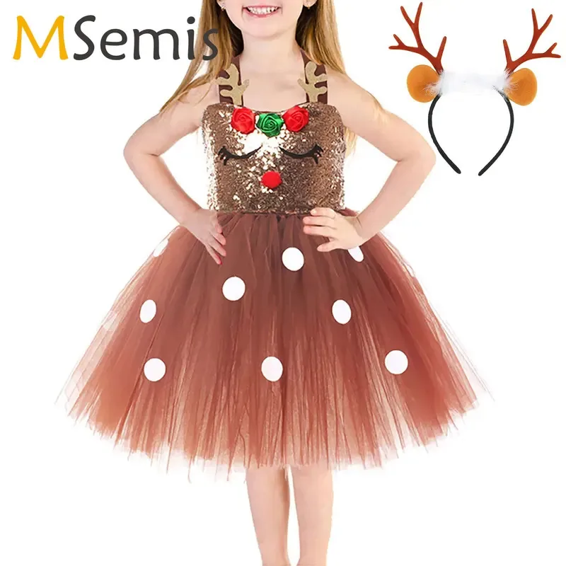 Deer Tutu Dress Girl Christmas Dresses with Headband Kids Halloween Costume Baby Girl Princess Elk Reindeer Outfit for New Year
Deer Tutu Dress Girl Christmas Dresses with Headband Kids Halloween Costume Baby Girl Princess Elk Reindeer Outfit for New Year
