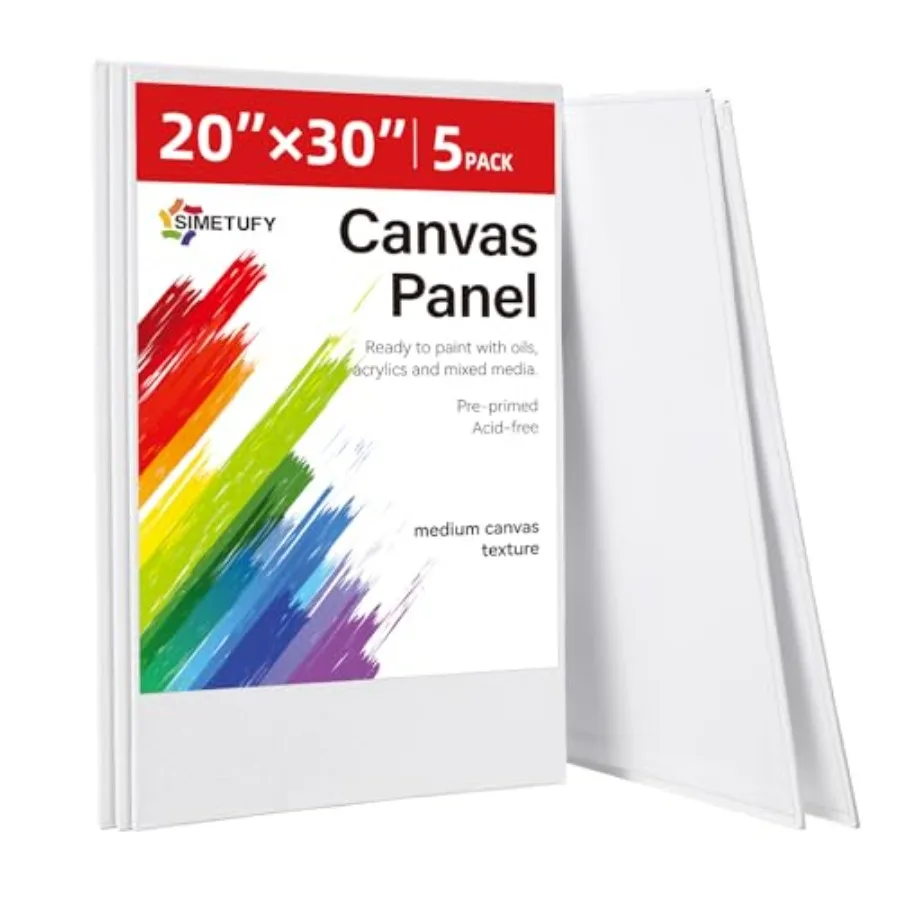 5 Pack Large Canvas Boards and Panels for Painting, Paint Canvas for Adults and Artists 100% Cotton Acid Free Primed for Acryli
5 Pack Large Canvas Boards and Panels for Painting, Paint Canvas for Adults and Artists 100% Cotton Acid Free Primed for Acryli