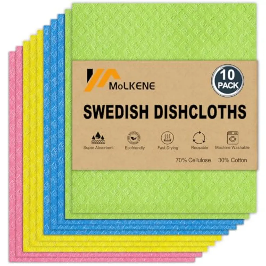 Swedish Dishcloths for Kitchen Cellulose Sponge Dish Cloths Washable Non-Scratch Reusable Towels Rags Ultra-Absorbent Cleaning
Swedish Dishcloths for Kitchen Cellulose Sponge Dish Cloths Washable Non-Scratch Reusable Towels Rags Ultra-Absorbent Cleaning