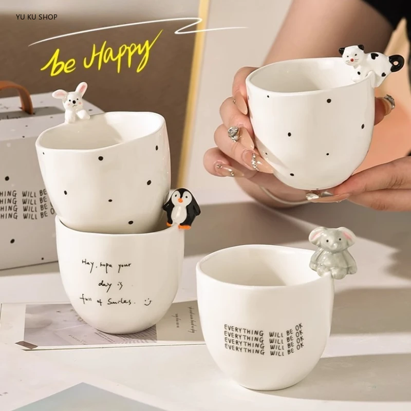 Кружка с животными, керамическая ручная чашка, милая кофейная чашка, фарфоровая чашка для воды, чашка для послеобеденного чая, молочный завтрак, домашний подарок на день рождения