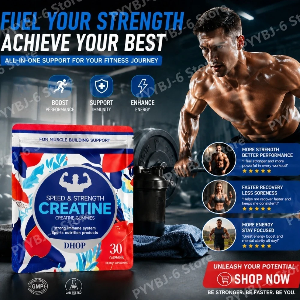 DHOP Creatine Monohydrate Gummies with Muscle Building Support, Speed and Strength, Immune Support, Vitamin B12, 30 Gummies
DHOP Creatine Monohydrate Gummies with Muscle Building Support, Speed and Strength, Immune Support, Vitamin B12, 30 Gummies