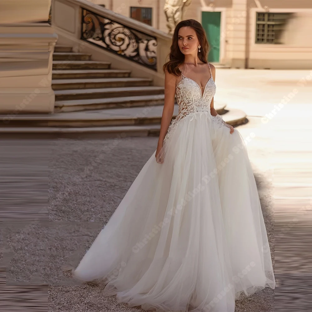 Sexy Sleeveless Women Wedding Dresses Lace Flower Printing Mopping Length Bridal Gowns A-Line Vestidos De Noiva 2025 Customized
Sexy Sleeveless Women Wedding Dresses Lace Flower Printing Mopping Length Bridal Gowns A-Line Vestidos De Noiva 2025 Customized