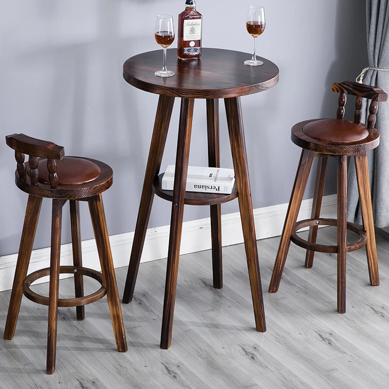 American Style Solid Wood Bar Table Set, Round Bar Table, Balcony Lounge Coffee Table, Small High-Top Table
American Style Solid Wood Bar Table Set, Round Bar Table, Balcony Lounge Coffee Table, Small High-Top Table